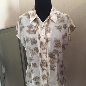 Laura Scott Button Up Dress Shirt Women's Size S